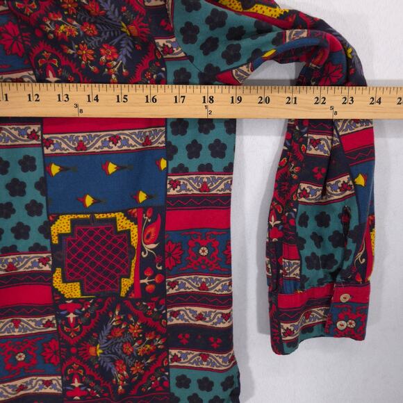 Anthropologie Shirt Womens XS Multi Patterned Roll Tab Long Sleeve Front Button - Picture 5 of 9